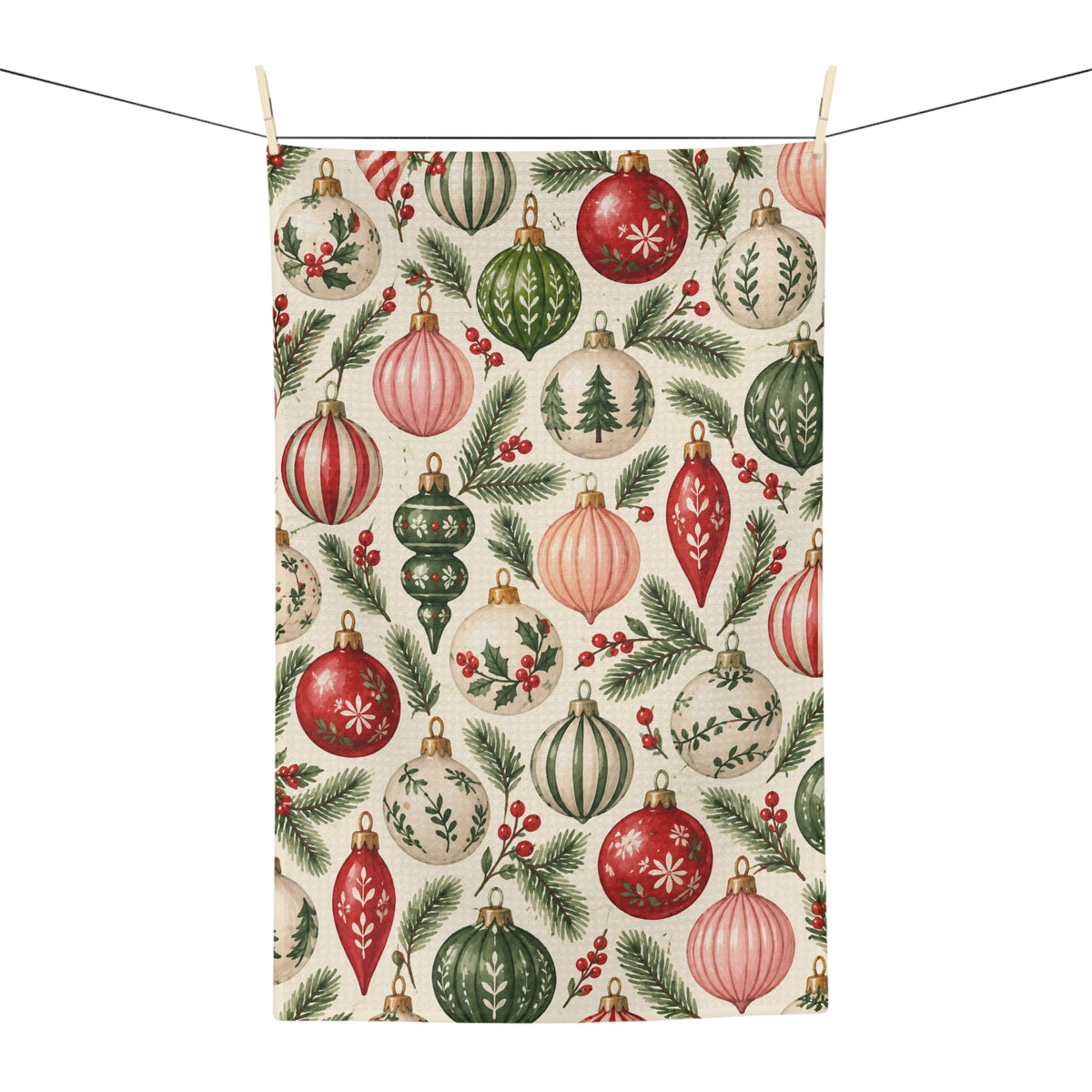 Merry Ornaments Microfiber Tea Towel