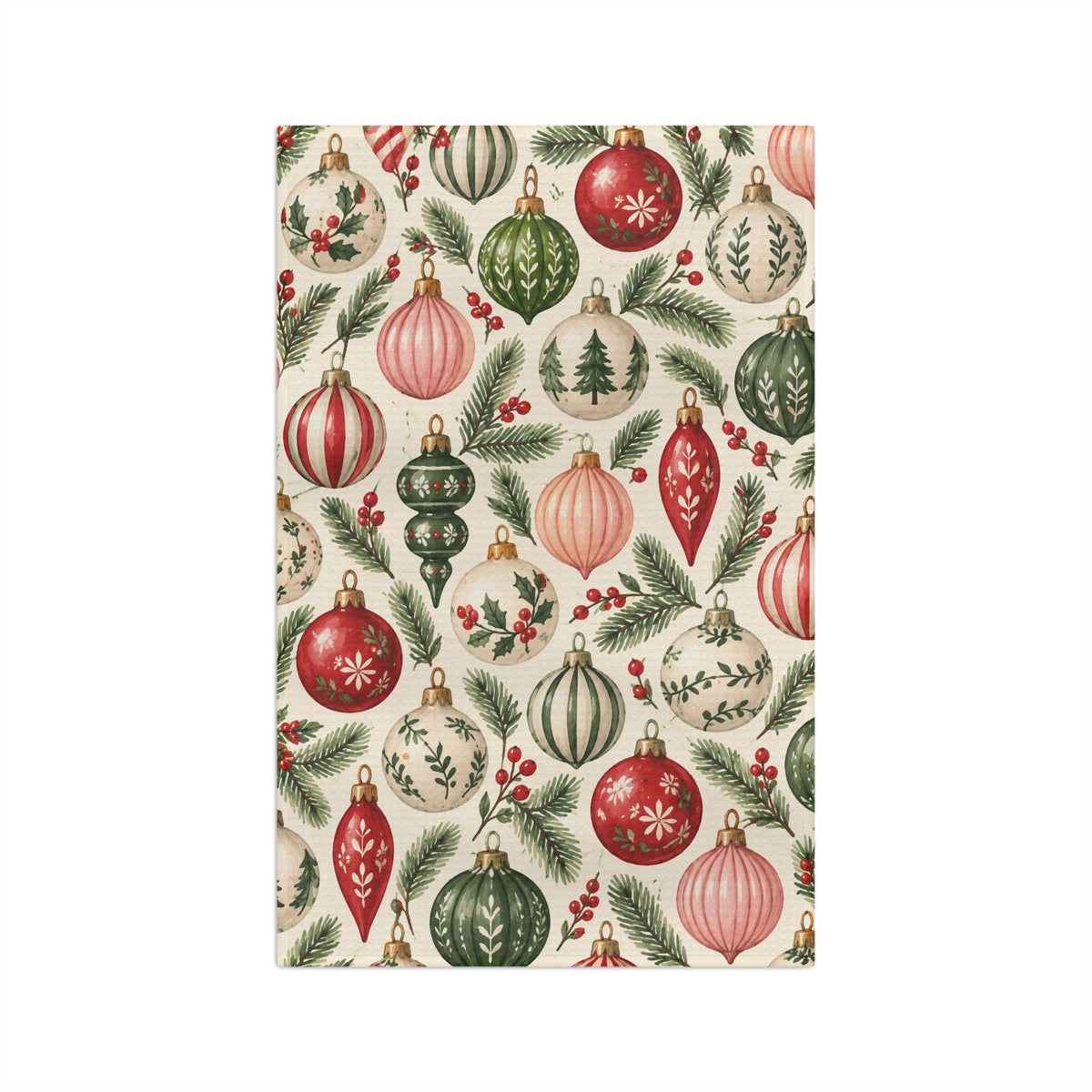 Merry Ornaments Microfiber Tea Towel