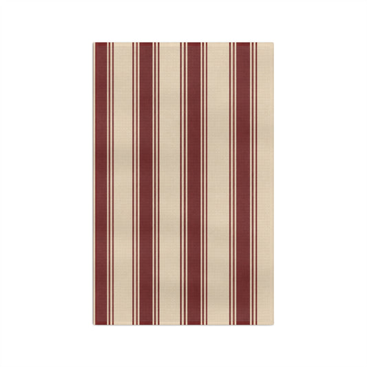 Burgundy Farmhouse Stripe Microfiber Tea Towel