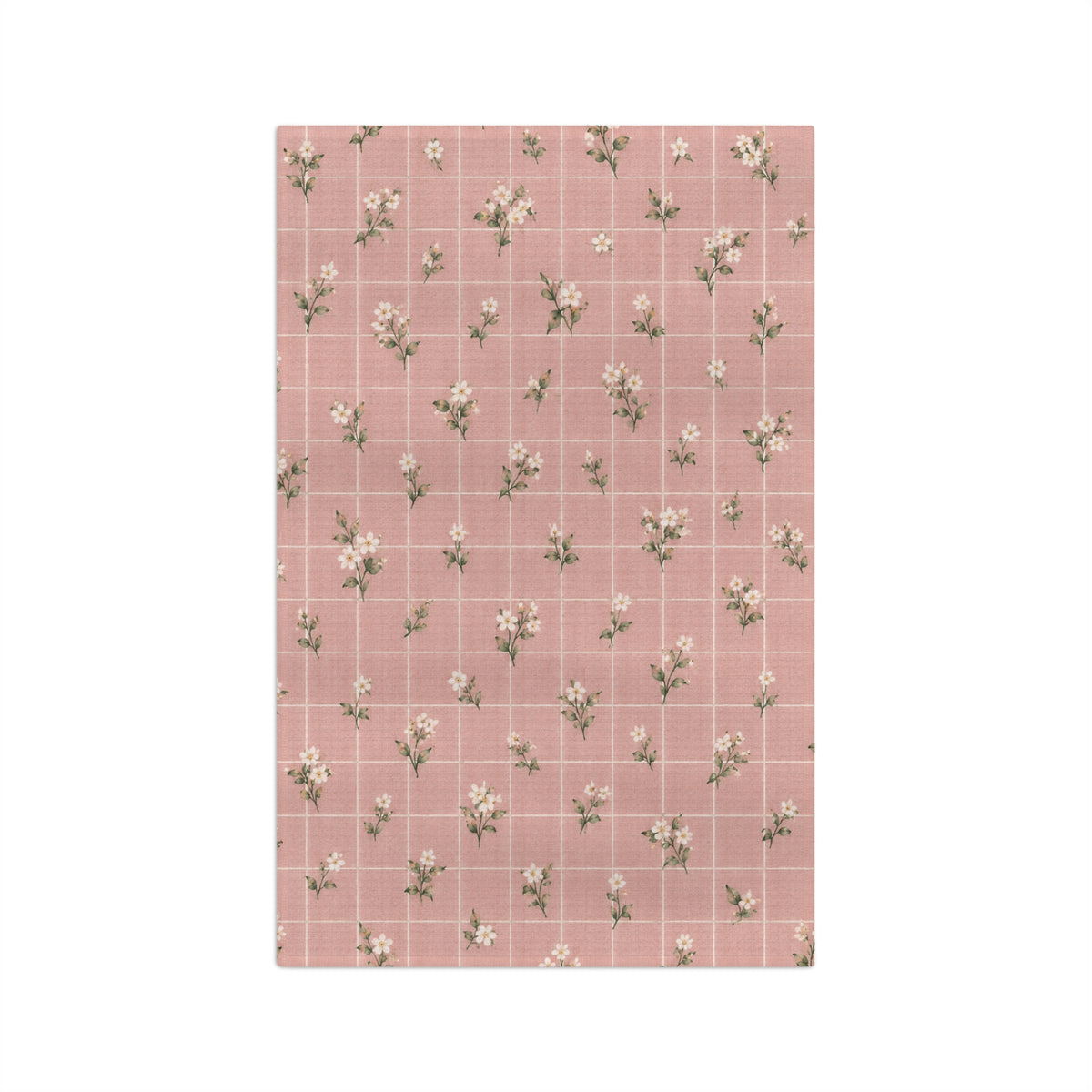 Blush Windowpane Floral Microfiber Tea Towel
