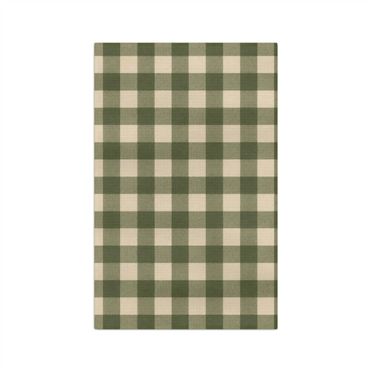 Olive Gingham Microfiber Tea Towel