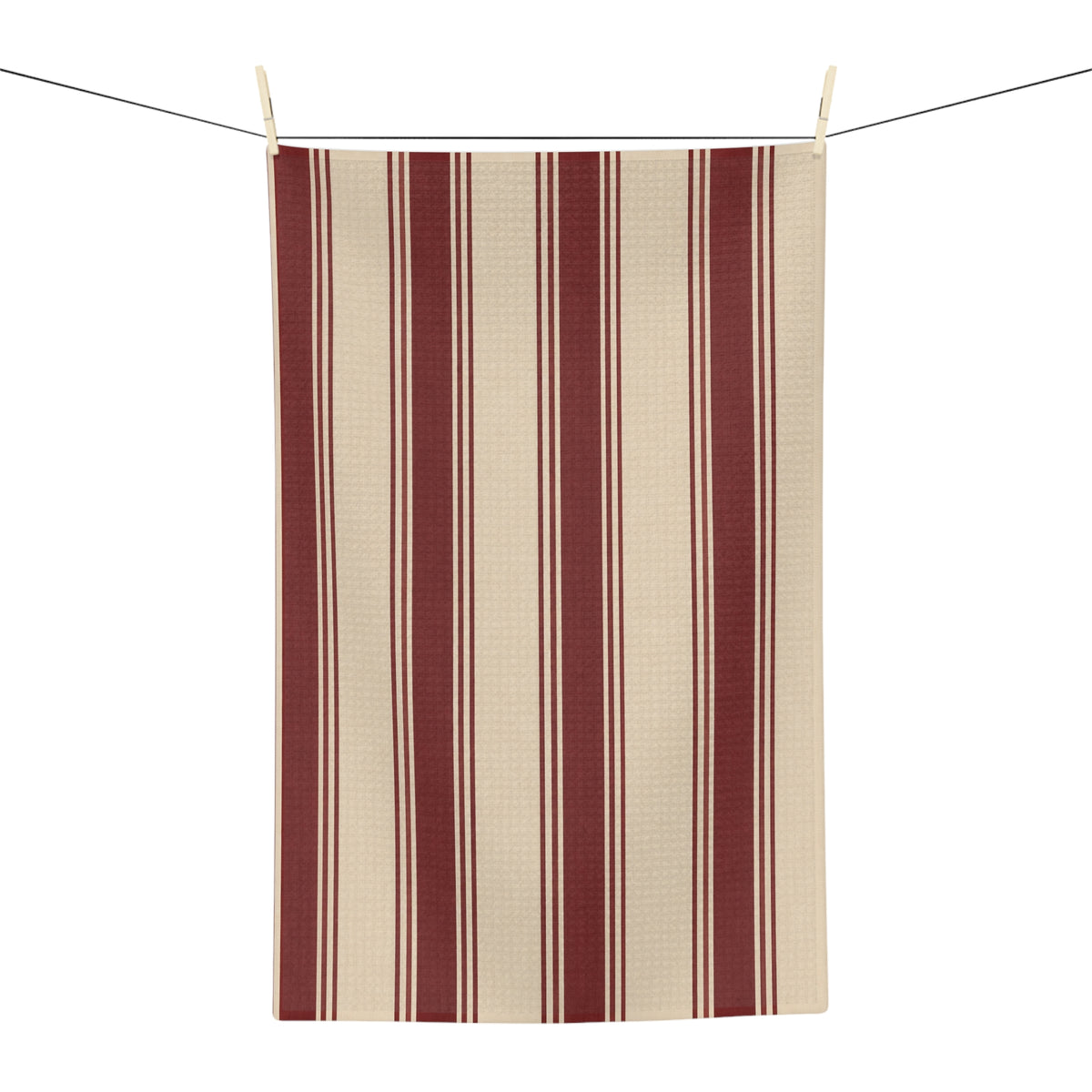Burgundy Farmhouse Stripe Microfiber Tea Towel