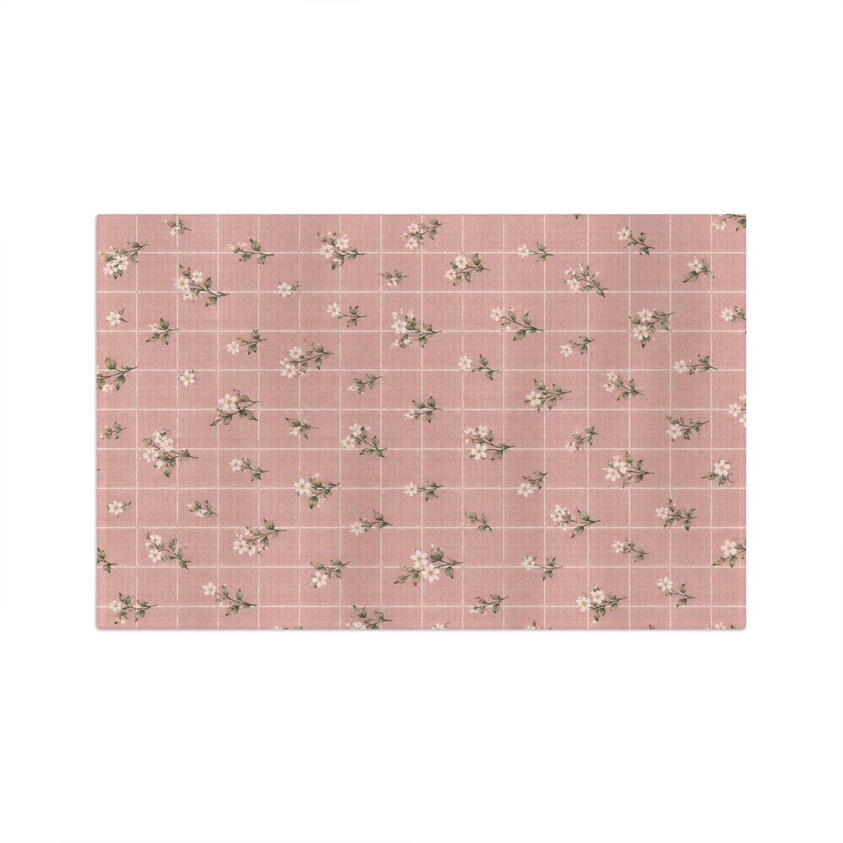 Blush Windowpane Floral Microfiber Tea Towel