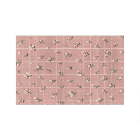 Blush Windowpane Floral Microfiber Tea Towel