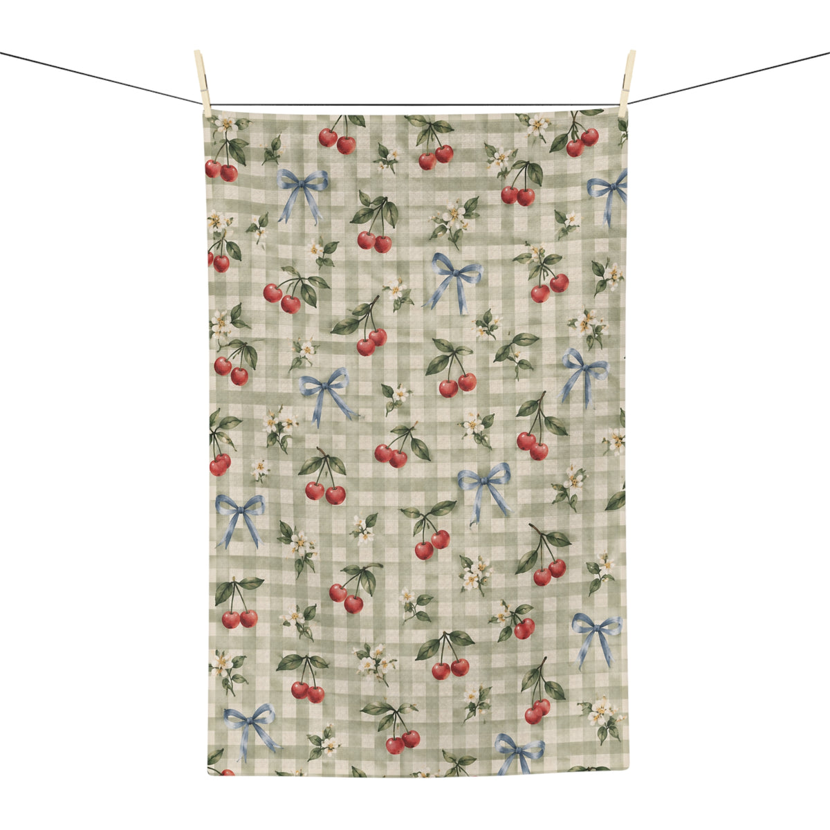Cherry Gingham Microfiber Tea Towel